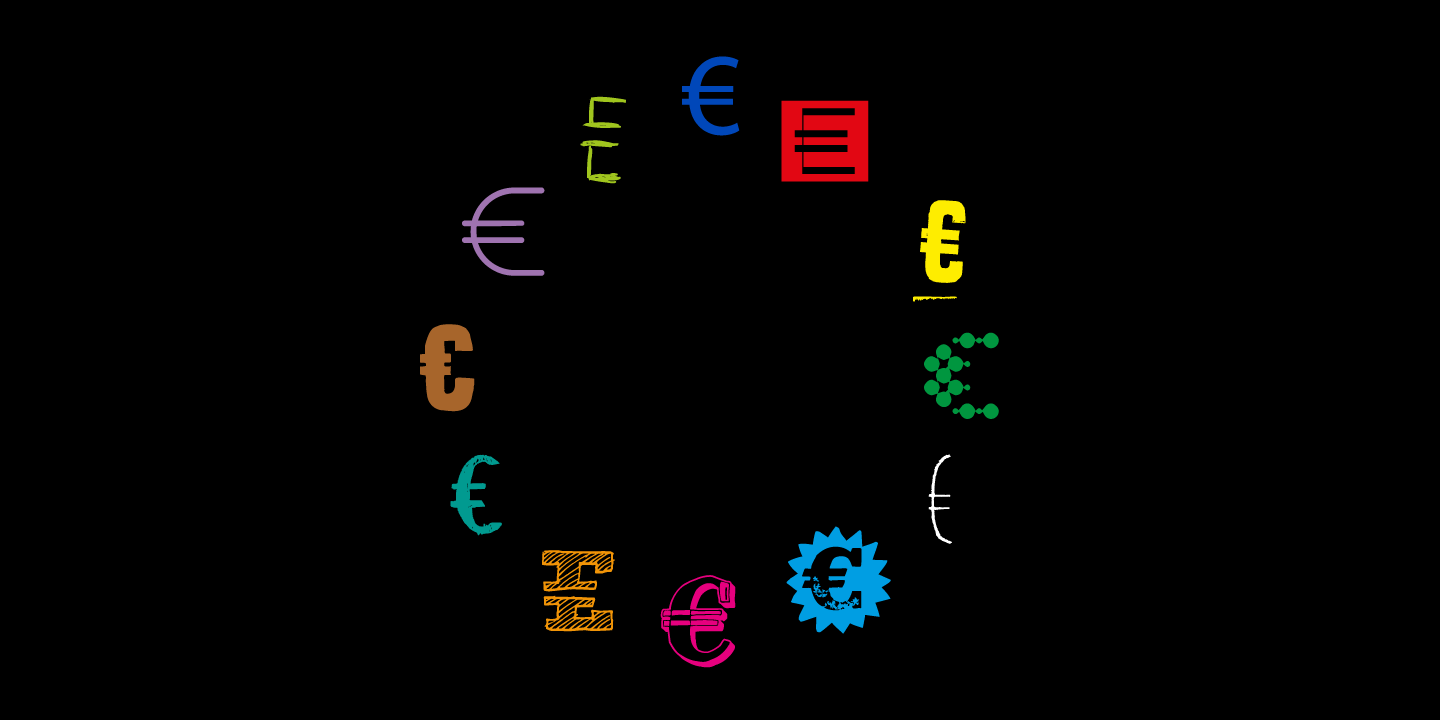 Beispiel einer Euro Icon Kit Symbols Symbols-Schriftart